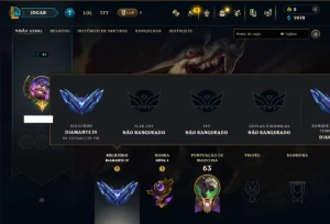 Diamante 4 com 45 Champs e 8 Skins - League of Legends LOL