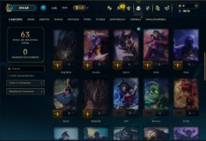 Diamante 4 com 45 Champs e 8 Skins - League of Legends LOL