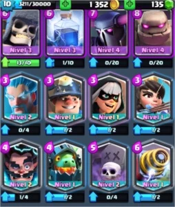 Clash Royale, arena 10,  8 lendarias