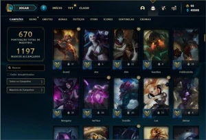 Conta prata 3 com TODOS os champs e 235 Skins + 7 Prestigios - League of Legends LOL
