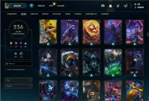 Conta prata 3 com TODOS os champs e 235 Skins + 7 Prestigios - League of Legends LOL
