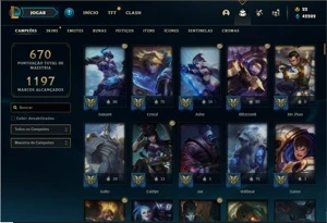Conta prata 3 com TODOS os champs e 235 Skins + 7 Prestigios - League of Legends LOL