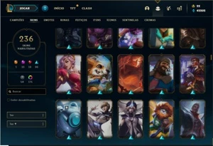 Conta prata 3 com TODOS os champs e 235 Skins + 7 Prestigios - League of Legends LOL