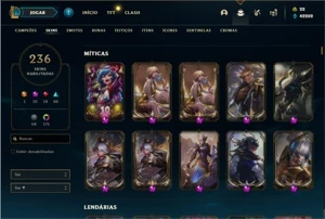 Conta prata 3 com TODOS os champs e 235 Skins + 7 Prestigios - League of Legends LOL