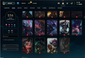 Conta prata 3 com TODOS os champs e 235 Skins + 7 Prestigios - League of Legends LOL