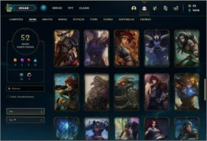 Conta platina 4 com 52 skins e 97 champs - League of Legends LOL