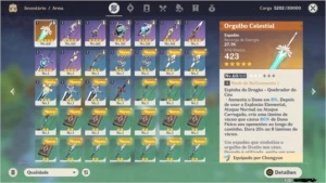 CONTA GENSHIN IMPACT TOP BR LVL 34 ESPADÃO 5 ESTRELAS