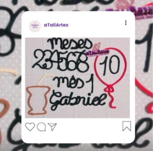 Kit Mêsversário Gaúcho Cuia e Nome em Tricotin Personalizado - Artesanato e Personalizados