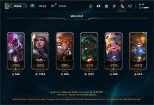 Conta Platina 1 com 24 Champs e 2 Skins - League of Legends LOL