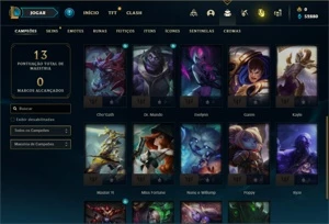 Conta Platina 1 com 24 Champs e 2 Skins - League of Legends LOL