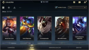 ESMERALDA IV + 21 SKINS + 46 CAMPEÕES + PASSE WILD COMPLETO - League of Legends: Wild Rift LOL WR