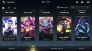 ESMERALDA IV + 21 SKINS + 46 CAMPEÕES + PASSE WILD COMPLETO - League of Legends: Wild Rift LOL WR