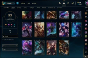 73 Campeões + 53 skins + 36 emotes - League of Legends LOL