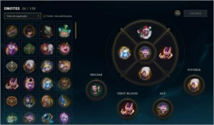 73 Campeões + 53 skins + 36 emotes - League of Legends LOL