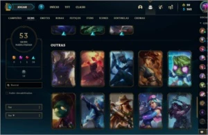 73 Campeões + 53 skins + 36 emotes - League of Legends LOL