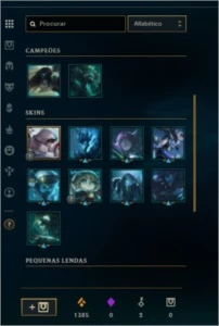 73 Campeões + 53 skins + 36 emotes - League of Legends LOL