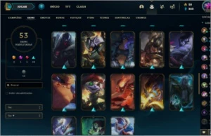 73 Campeões + 53 skins + 36 emotes - League of Legends LOL