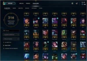CONTA LEAGUE OF LEGENDS PLATINA 2/5 - 39 SKINS - 91 CAMPEÕES LOL