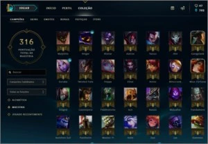 CONTA LEAGUE OF LEGENDS PLATINA 2/5 - 39 SKINS - 91 CAMPEÕES LOL