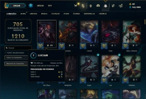Conta Unranked com TODOS os champs e 938 Skin + 22 Prestigio - League of Legends LOL