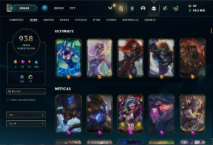 Conta Unranked com TODOS os champs e 938 Skin + 22 Prestigio - League of Legends LOL