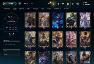 Conta Unranked com TODOS os champs e 938 Skin + 22 Prestigio - League of Legends LOL