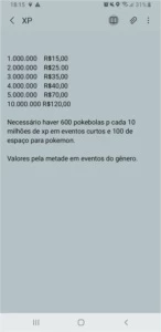 Serviço de farme de xp em Pokémon go