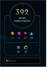 Conta League 392 skins, gold 1, level 269 - League of Legends LOL