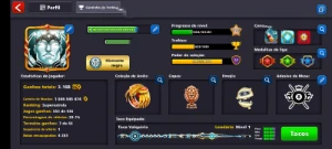 Conta 8 BALL POOL 881 fichas + 16 LENDÁRIOS