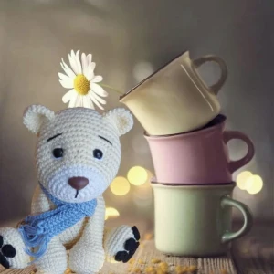 urso com cachecol amigurumi - Artesanato e Personalizados