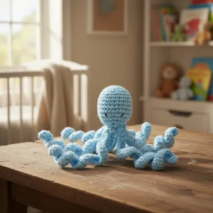 Amigurumi Polvo Azul Artesanal Presente Maternidade Oceano - Artesanato e Personalizados