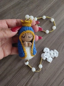 Terço Mariano em Crochê - Nossa Senhora - Artesanato e Personalizados