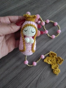 Terço Mariano em Crochê - Nossa Senhora - Artesanato e Personalizados