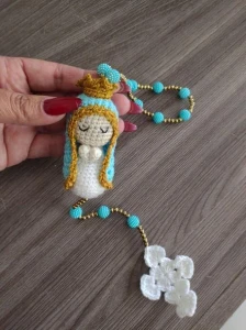 Terço Mariano em Crochê - Nossa Senhora - Artesanato e Personalizados