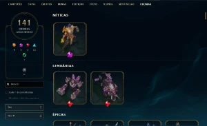 Conta League of Legends - 407 Skins MMR Grão-Mestre LOL