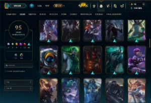Prata 1 com 110 Champs e 95 Skins ( ADC / TOP / MID ) - League of Legends LOL