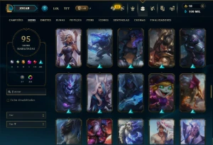 Prata 1 com 110 Champs e 95 Skins ( ADC / TOP / MID ) - League of Legends LOL