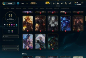 Prata 1 com 110 Champs e 95 Skins ( ADC / TOP / MID ) - League of Legends LOL