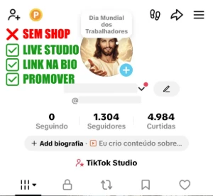 Conta Tiktok + Live Studio +1.300 Seguidores + E-Mail - Redes Sociais