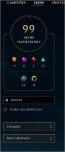 Conta Ouro 2 100 campeões e 99 skins - League of Legends LOL