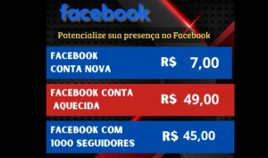 Facebook Contas novas, contas Aquecidas e c/ seguidores - Outros