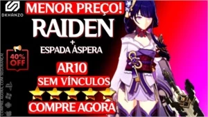 Genshin Impact conta com Raiden shogun +Espada Áspera AR10