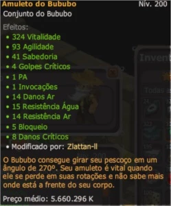 Amuleto Bubudo Exo RANGE Servidor Spiritia - Dofus