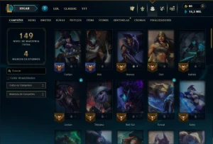 Ouro 3 com 65 Champs e 54 Skins - League of Legends LOL