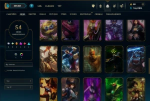Ouro 3 com 65 Champs e 54 Skins - League of Legends LOL
