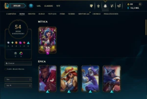 Ouro 3 com 65 Champs e 54 Skins - League of Legends LOL