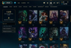 Ouro 3 com 65 Champs e 54 Skins - League of Legends LOL