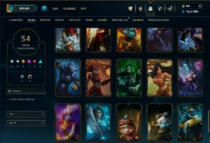 Ouro 3 com 65 Champs e 54 Skins - League of Legends LOL