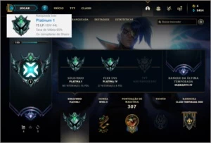 Conta platina 1 com 65% de Win rate, 94 champs e 96 skins - League of Legends LOL