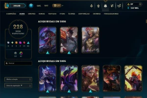 Conta mestre 156 pontos ( season nova)  230 skins lvl 589 - League of Legends LOL